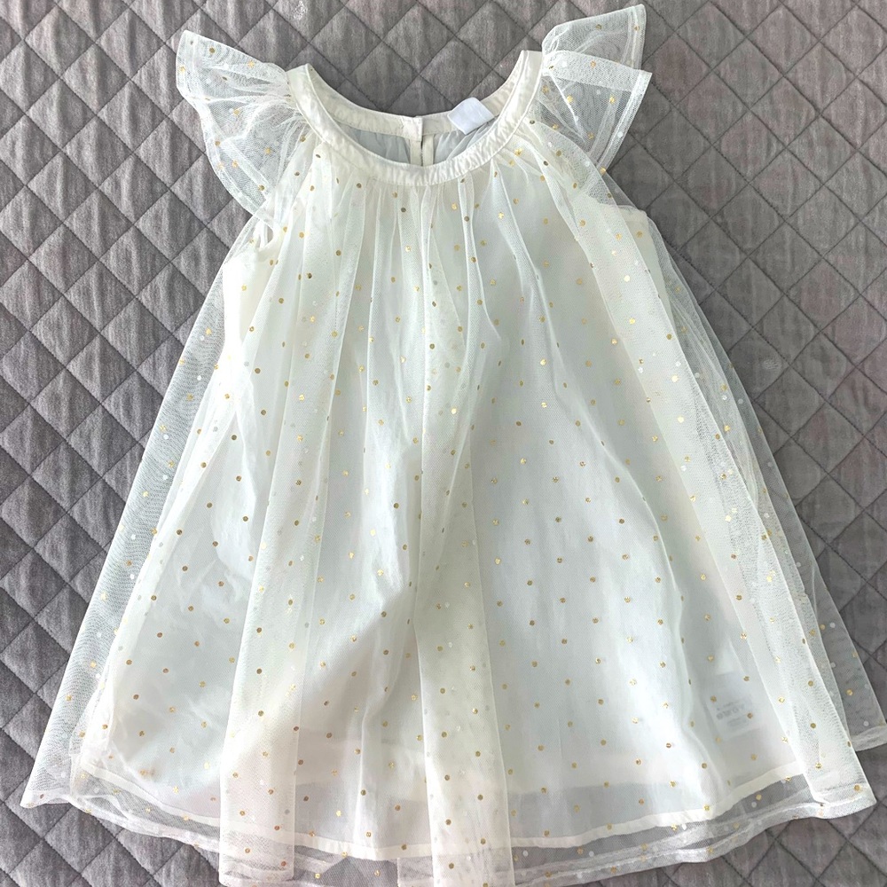 Cream and gold tulle dress